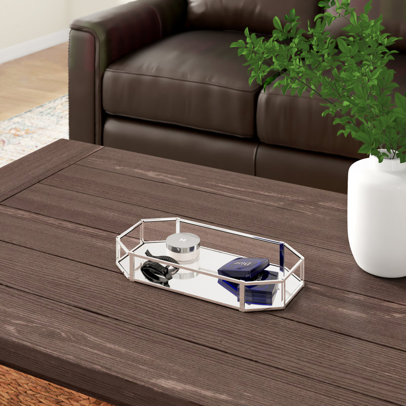 Octangular Chrome and Glass Vanity Bathroom Tray