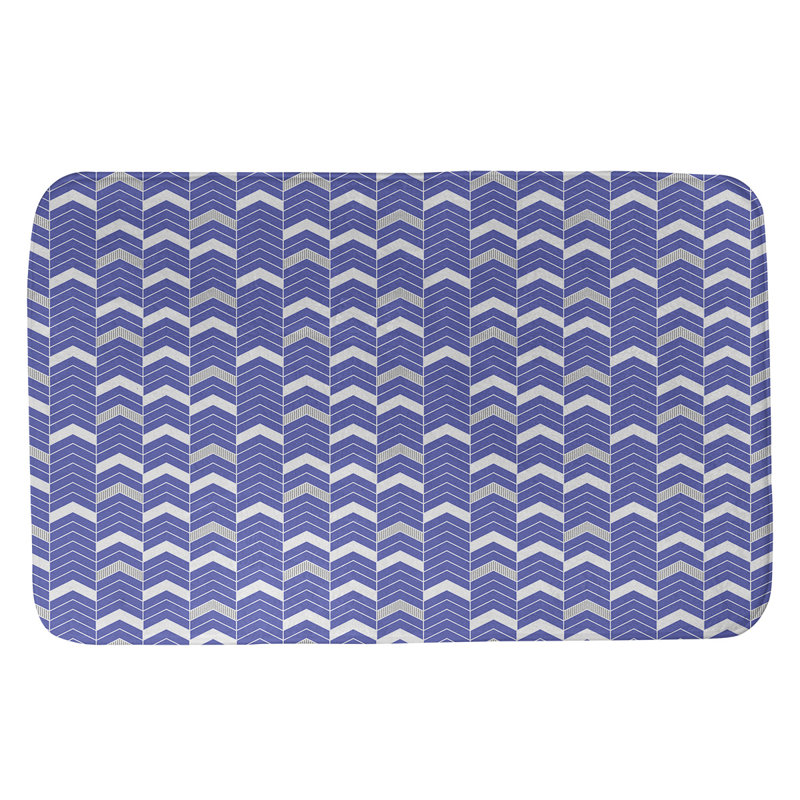 Stephenie Memory Foam Non-Slip Bath Rug, 17" W x 24" L, Blue/Grey