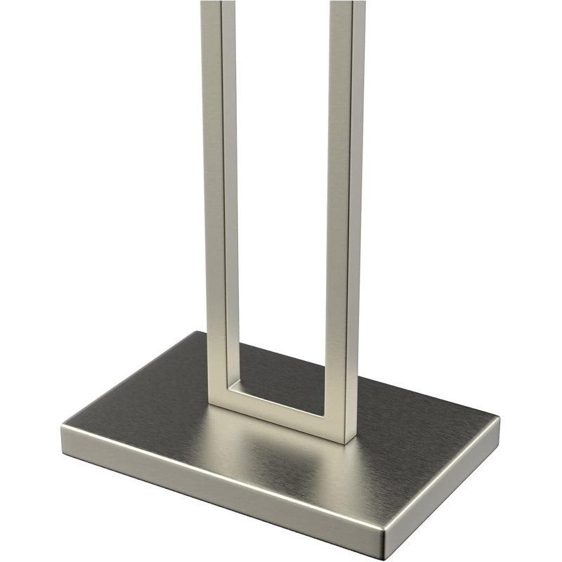Lampe sur pied moderne 61 po pour salon Diyan, finition nickel brossé, abat-jour en lin blanc pur