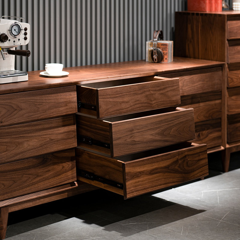 Commode d'appoint style rétro en noyer noir
