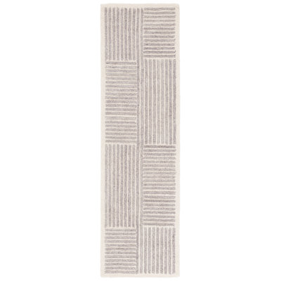 Niana Hand Tufted Pet Yarn/Wool/Cotton Striped Rug in Grey/Ivory