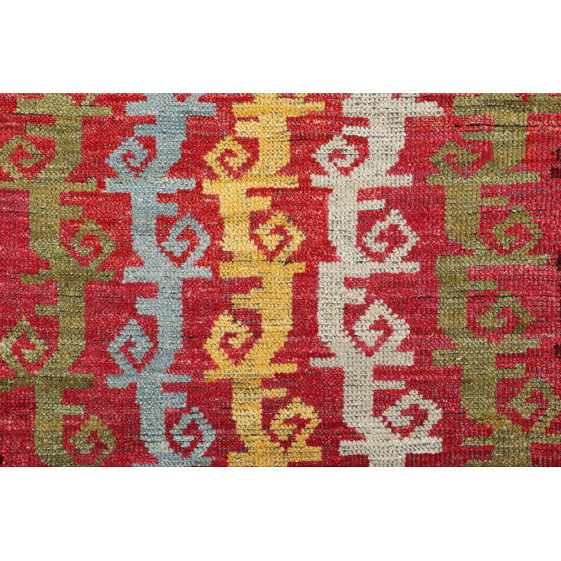 Rug & Kilim’S Tribal Rug In Red With Primitivist Geometric Patterns
