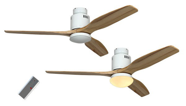 Maegan 132cm Ceiling Fan with Light Kit, Lacquered White with Ecru Blades