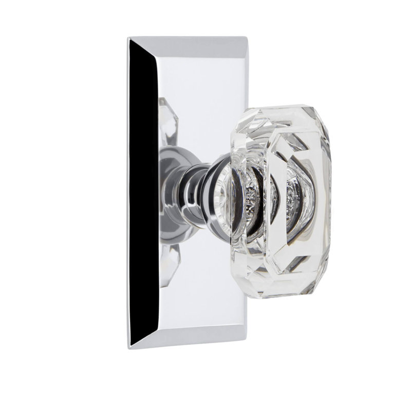 Petite plaque Grandeur Fifth Avenue avec poignée en cristal Baguette, Chrome brillant