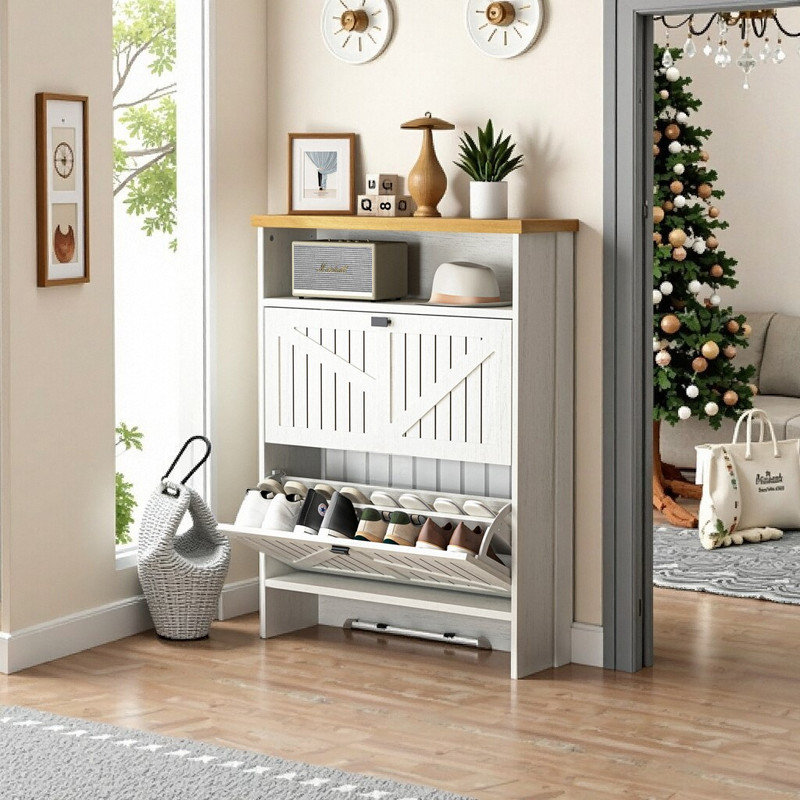 Rangement pliable à 4 niveaux pour armoire à chaussures en MDF l 31,5 po x P 9,5 po x H 42,3 po