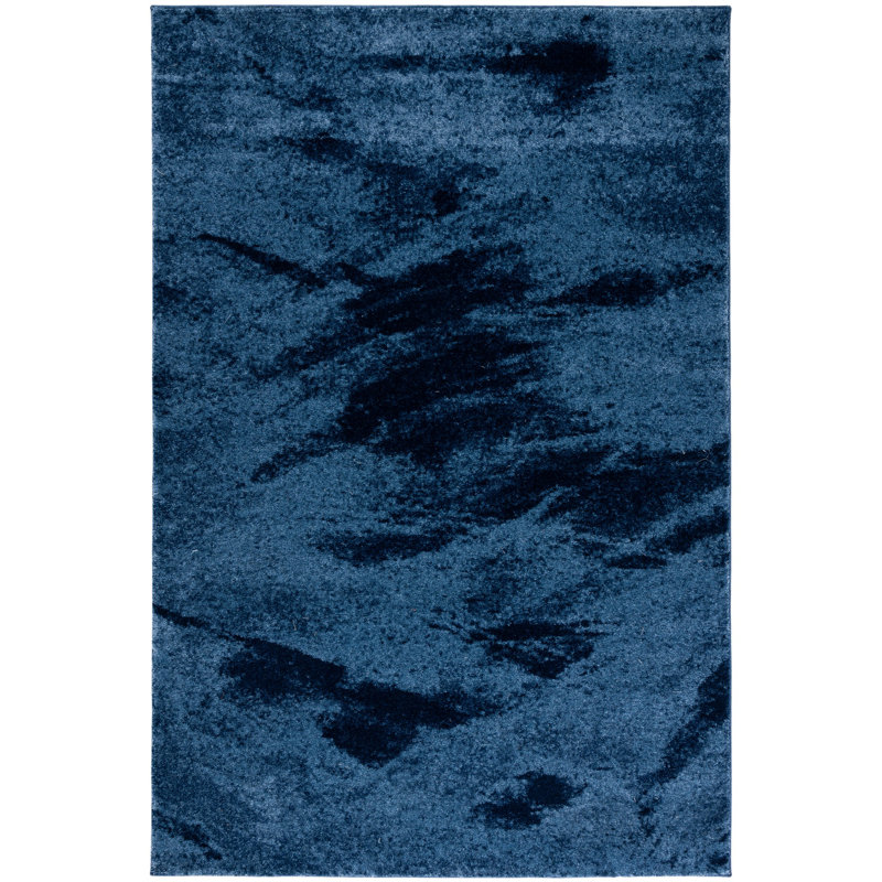 Tapis gris et ivoire abstrait Kruse, Rectangulaire 3 pi x 5 pi, Blue