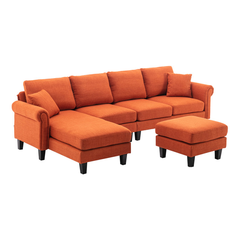 Canapé modulaire de salon moderne, canapé modulaire, canapé modulaire en U avec repose-pieds, Polyester orange