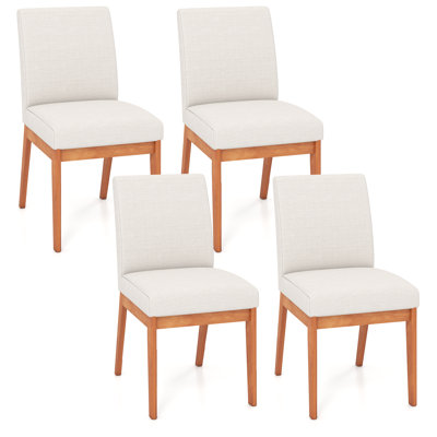 Modern Kitchen Chair Set of 4 Dining Chair with Rubber Wood Legs & Padded Seat
