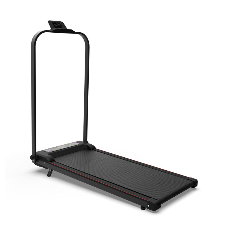 Tapis roulant noir pliable avec inclinaison et poignée pour les séances d'entraînement cardio à domicile