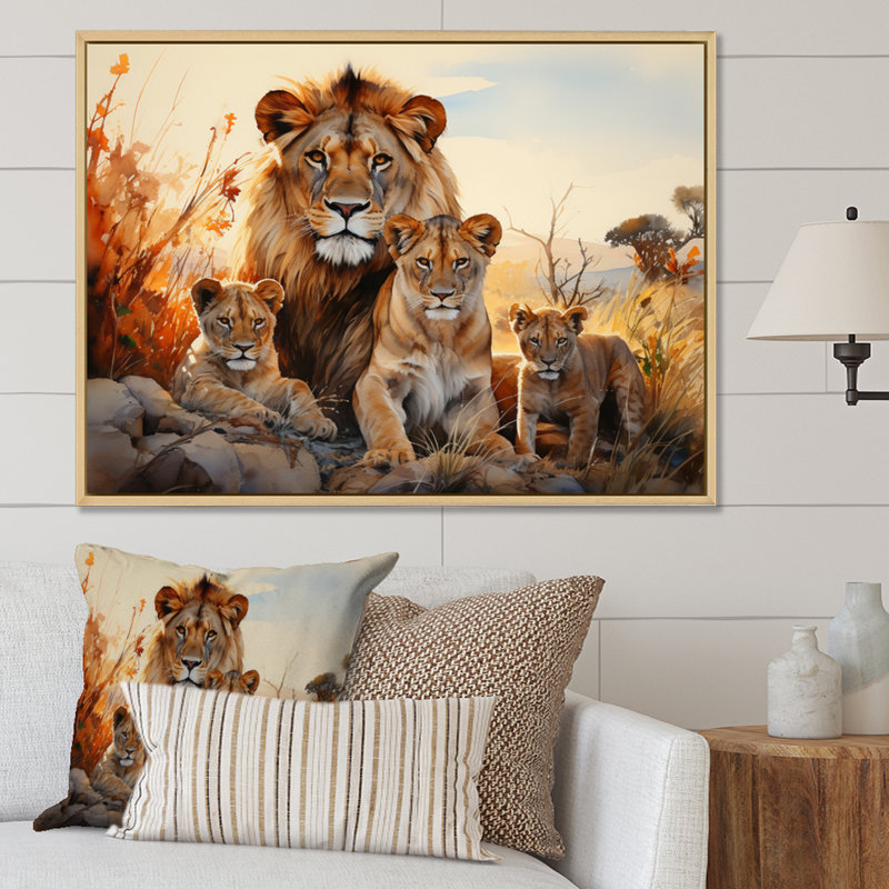 «African Shades Of Loins» sur toile, H 24 po x l 32 po x P 1 po, Cadre flottant érable
