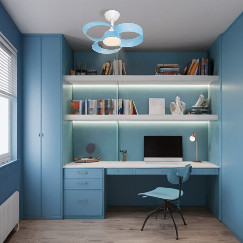 Soraya 22 in. Indoor Ceiling Fan with Dimmable Integrated LED and Remote Control, White, Blue