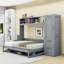 Lit escamotable double à 2 tiroirs avec garde-robe latérale, tablette supérieure et rangement sous le lit-1647862656