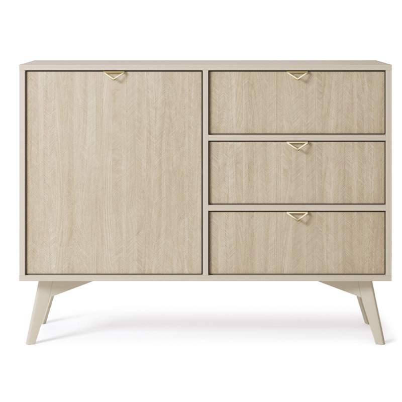 Agawam 106cm Sideboard, Beige Matt/Oak Scandi