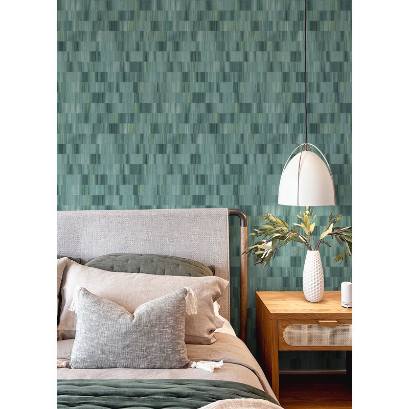 Horizontal Textured Stripe Wallpaper, Blue