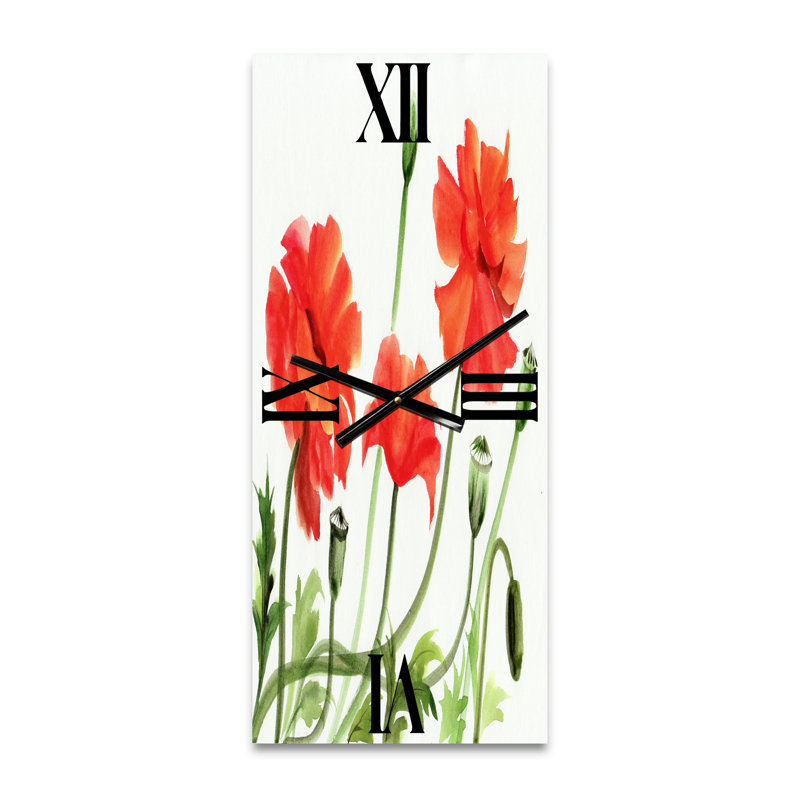 Vintage Red Poppies III - Horloge murale traditionnelle, Petit
