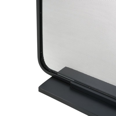Tahlia 38" x 33" Tall 1-Panel Iron Fireplace Screen, Matte Black Finish