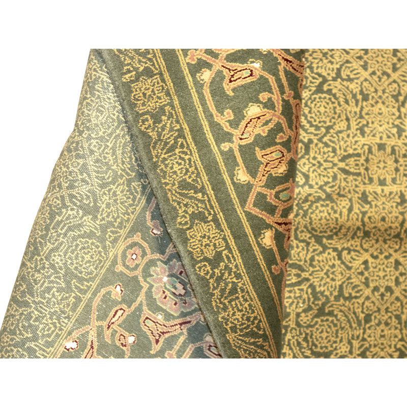 Hand Knotted Wool Area Rug in Green