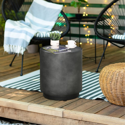 Side Table With Concrete Surface Finish - Dark Gray, Lightweight For Indoor & Outdoor, 4 Adjustable Feet, Multi-Purpose End Different Scenarios Gray Finish, Lightweight, , Indoor/Outdoor, Versatile,