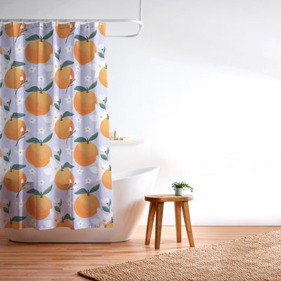 Design by Spark Orange Florals Shower Curtain