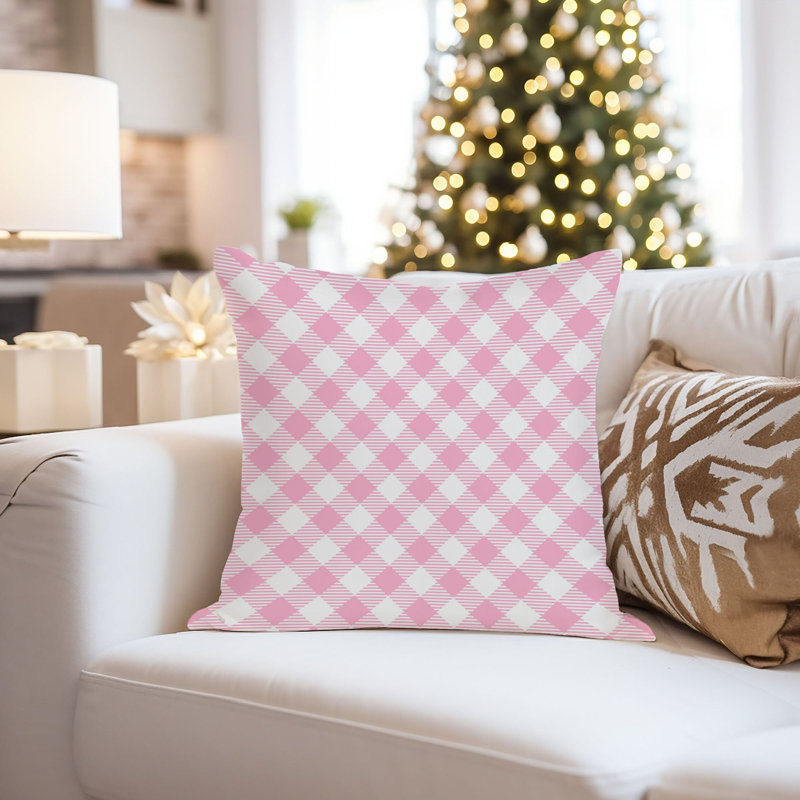 Gingham Pattern XV Pink Modern, 18" H x 18" W