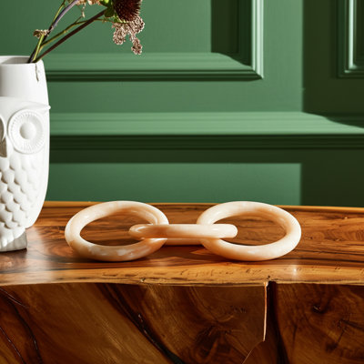 Glam Polyresin Decorative Object with Linked Ring Design and Luxe Brass Accents for Modern Style and Eye-Catching Versatile Display in Contemporary and Transitional Interiors