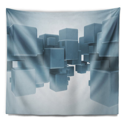 Tapisserie cubes 3d light blue