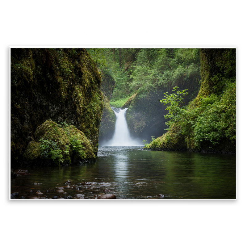 Art mural, "Peaceful Waterfall Creek" par Richard Wong, H 13 po x l 19 po