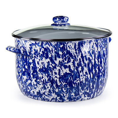Golden Rabbit Cobalt Swirl 18 Quarts Non-Stick Enamelware Stock Pot