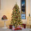 Arbre de Noël artificiel givré pré-éclairé avec baies rouges et pomme de pin-581407166