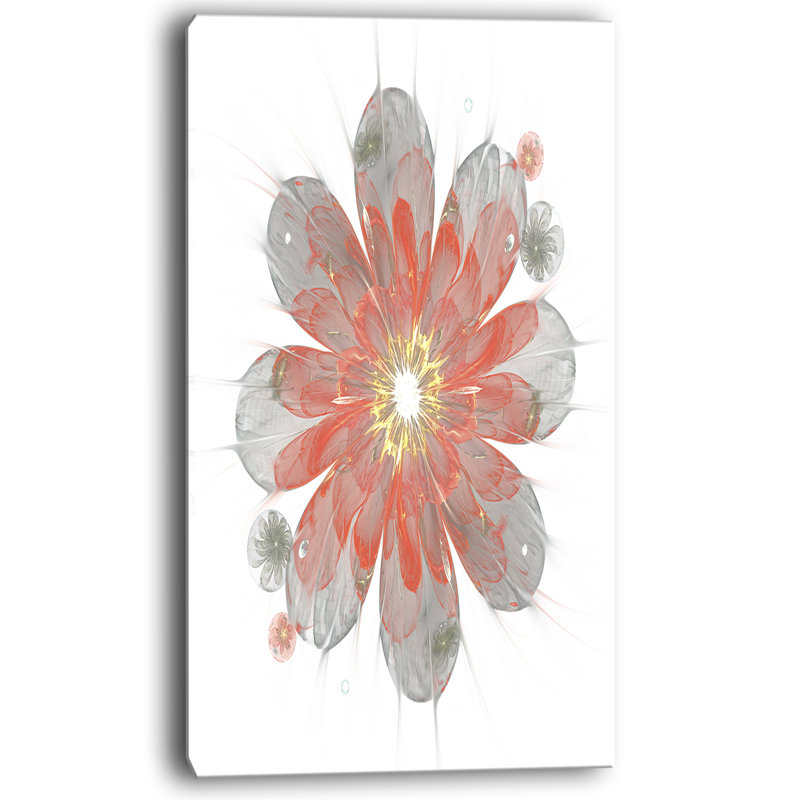 Red and Gray Floral Canvas Art Print, 32" x 16"