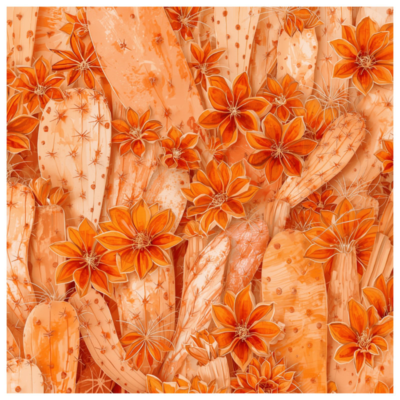 Tapis de bain fleurs de cactus orange, L 34 po x L 21 po