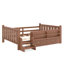 Lit double pleine grandeur avec bibliothèques et tiroirs de rangement, lit en bois massif pour enfants avec de jolis escaliers et garde-corps, aucun sommier nécessaire, naturel