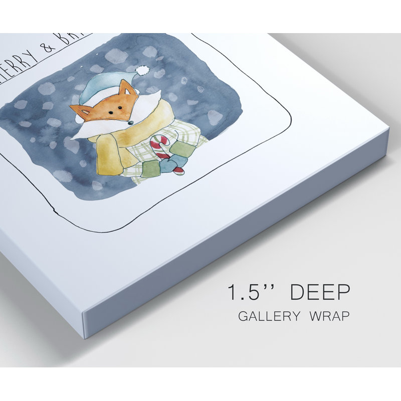 Renard de Noël - reproduction sur toile tendue, H 32 po x l 32 po x P 1 po