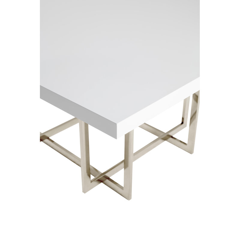 Newcomb Glass Top Metal Base Dining Table, Stainless Steel