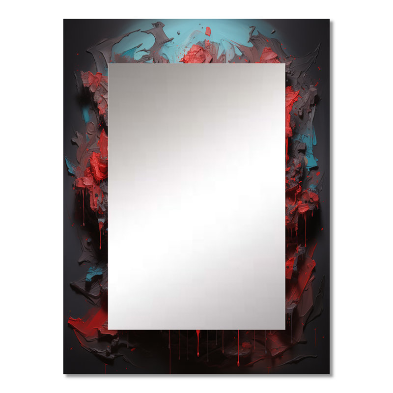 Red bitcoin Crypto Currency II - Bitcoin Large Wall Mirror, Red Decorative Mirror, Printed Metal Art, 32" x 24"