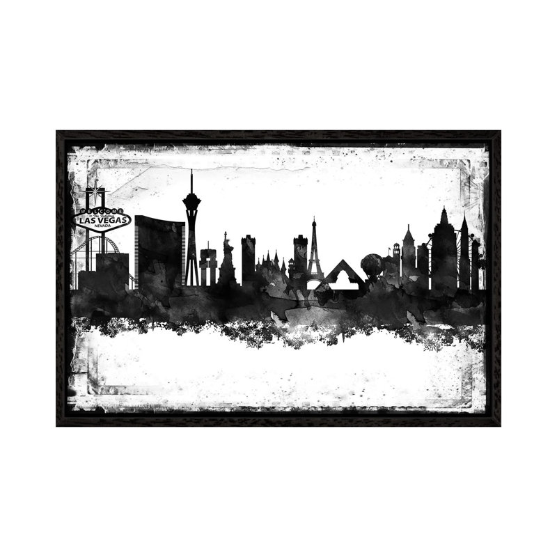 Las Vegas Skylines - Print on Canvas, Black Framed, 101.6 cm H x 66.04 cm W
