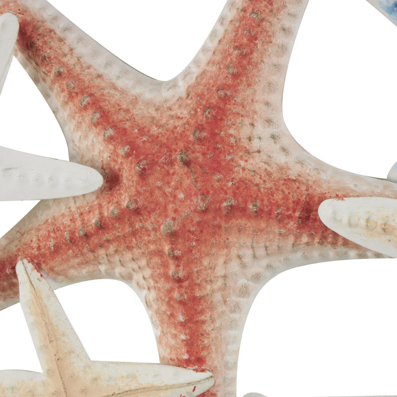 Abay Metal Layered Starfish Brown Wall Decor with Blue and Red Accents