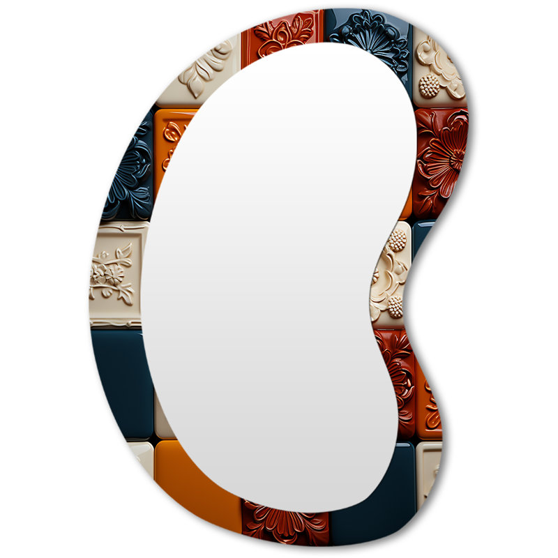 Earth Tones Color Palette Tiles I - Miroir mural moderne à formes asymétriques, 31 po x 22 po