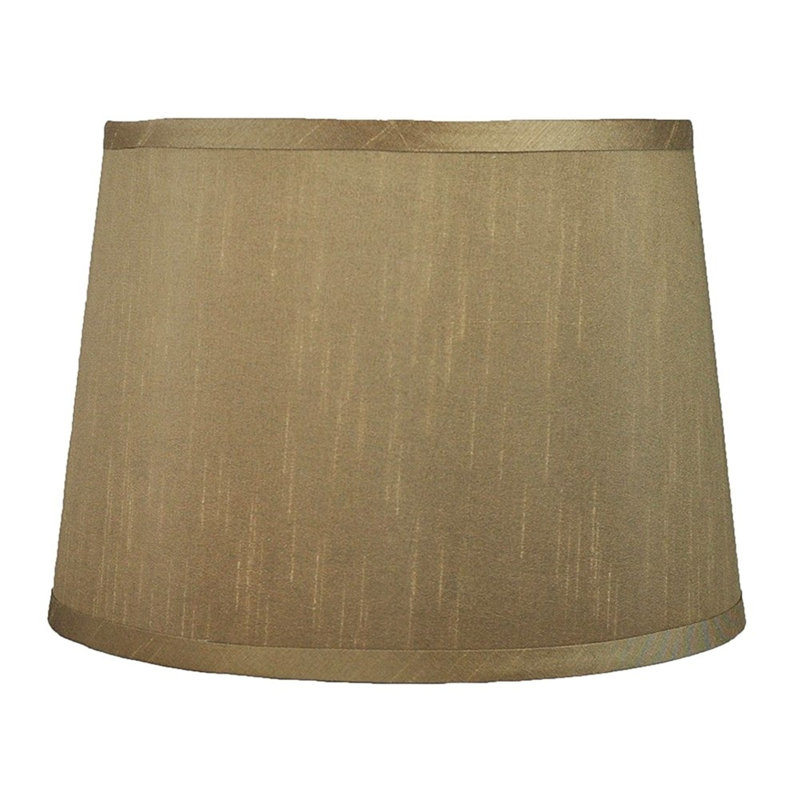 Abat-jour tambour en soie / shantung (araignée), Taupe doré, H 10 po x l 14 po x P 12 po