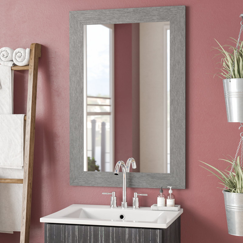 Miroir mural brossé moderne et contemporain, H 25,5 po x l 9,5 po