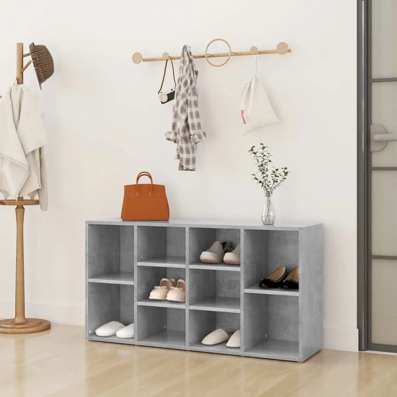 10 Pair Shoe Rack, Light Grey