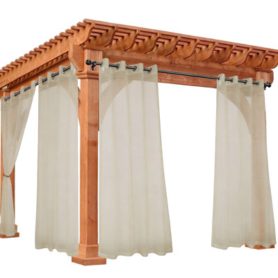Outdoor Sheer Curtains For Patio Waterproof, Light Filtering Voile Outside Curtains Grommet Drapes For Front Porch, Gazebo, Pergola, Backyard, 4 Panels, (Linen)