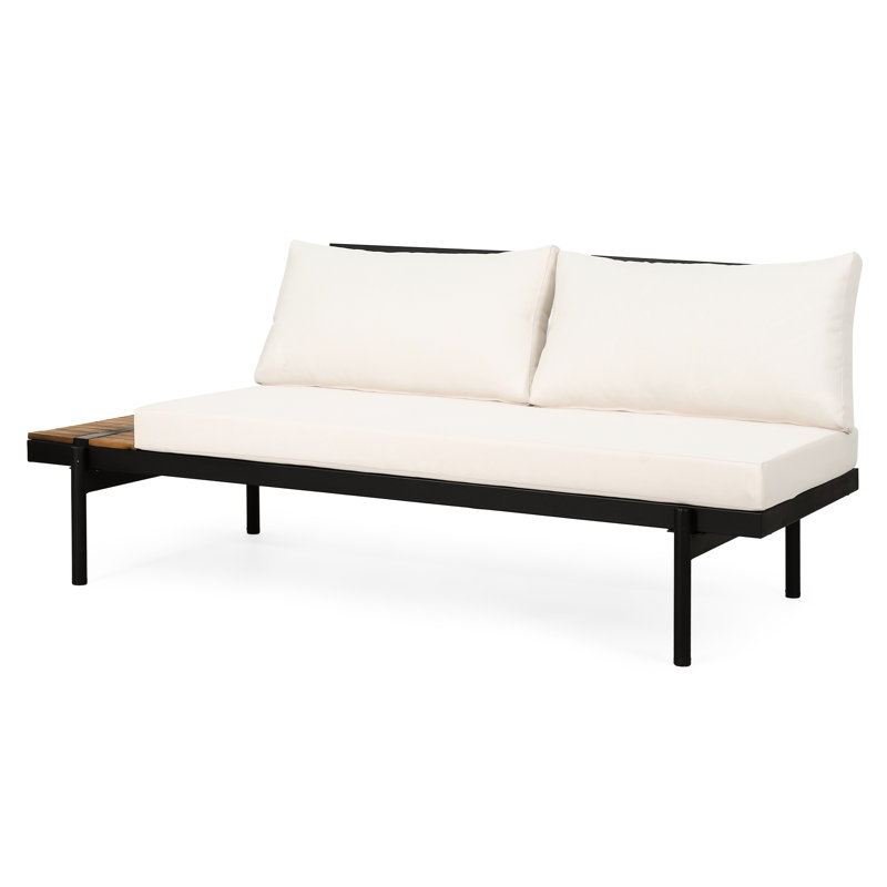 2 places - Côté gauche. Lattes en bois et structure en fer. Crème eau - coussins. 100% tissu. Transformez votre intérieur gauche, fer, rembourrage