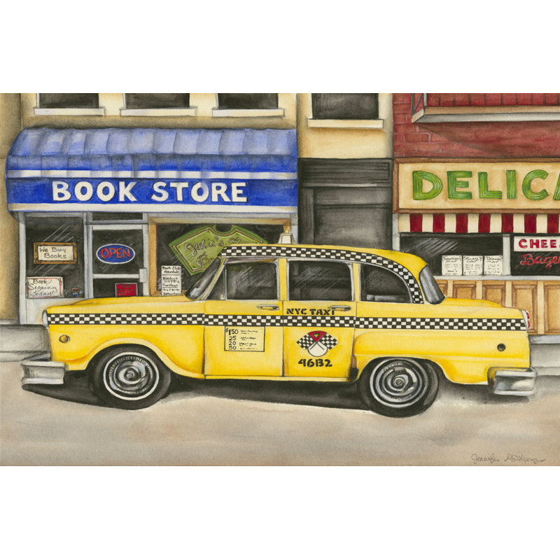 NYC Taxi 46B2 1 Piece Wrapped Canvas Wall Art, 30cm H x 46cm W x 3.8cm D