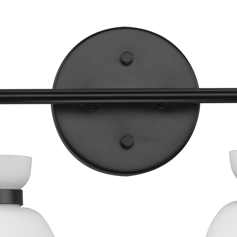 Lexie Matte Black 4-Light Vanity Fixture with Opal Glass Shades