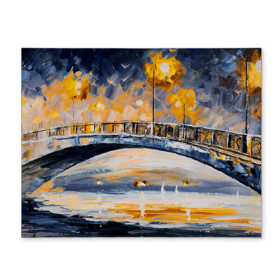 Bridge in the Moonlight Blue Placemats - Polyester Home Decor