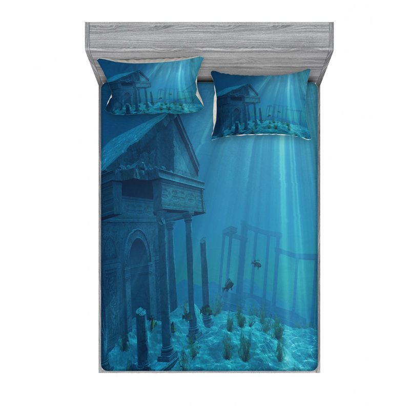 Ocean Microfiber Sheet Set, Queen Sheet Set + Fitted Sheet + 2 Pillowcases