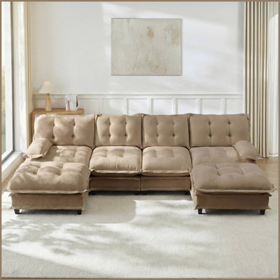 Canapé modulaire en U 138 po avec repose-pieds 2 pièces 138 po Chenille