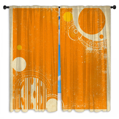 Rideaux de fenêtre grunge orange avec cercles obscurcissant et obscurcissant - 2 panneaux