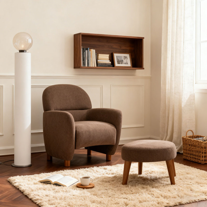 Chaise de loisir rembourrée avec repose-pieds, Brun